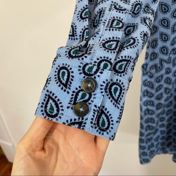 Boden Caroline Cord Dress Paisley Corduroy Frosted Blue Long Sleeve Regular US 4 - Picture 7 of 10